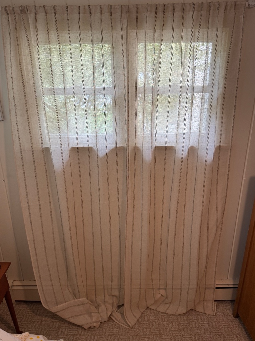 X LONG - ARISTA HOME LINEN BLEND VINTAGE 80'S STRIPED SHEER CURTAINS - 4 PANELS